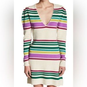Free People Gidget Striped Ribbed V-Neck Dress Women’s